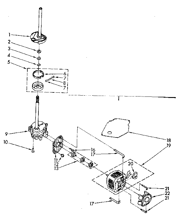 Brake, clutch, gearcase, motor and pump parts