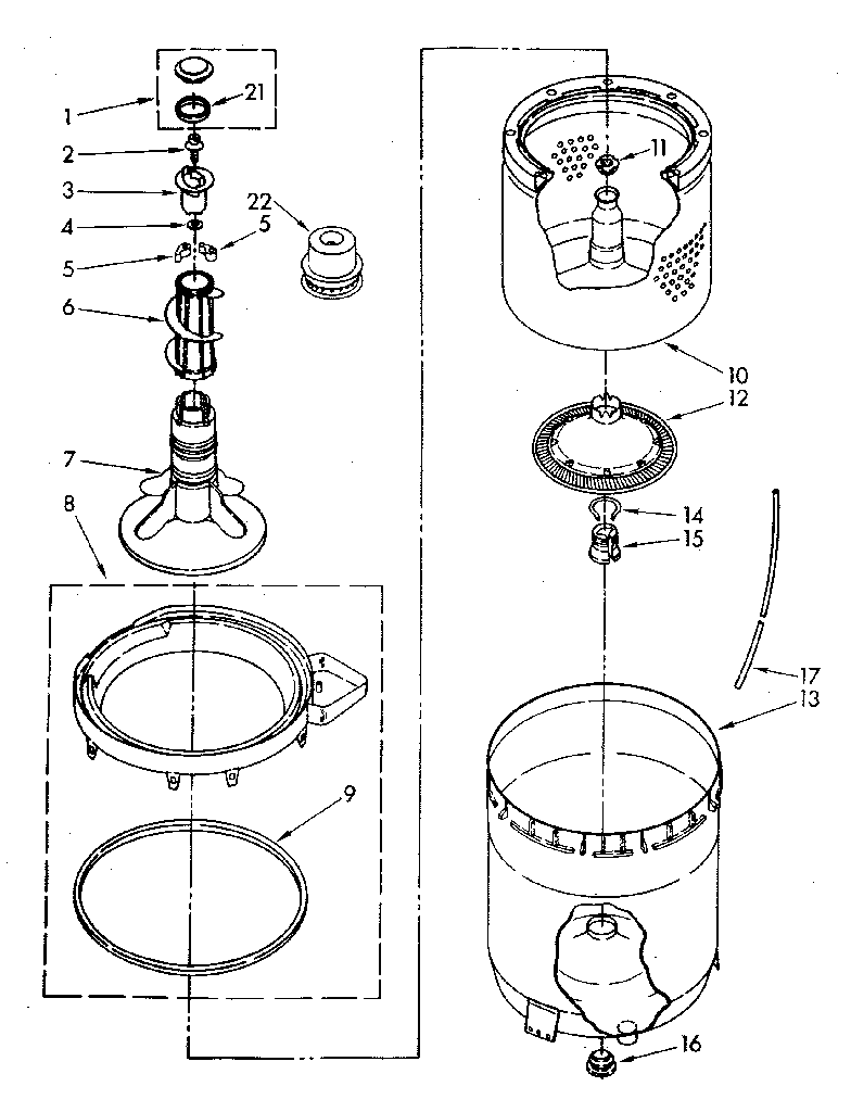 Agitator, basket and tub parts