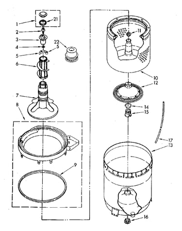 Agitator, basket and tub parts
