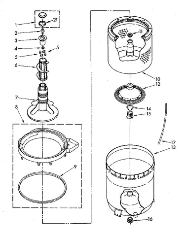Agitator, basket and tub