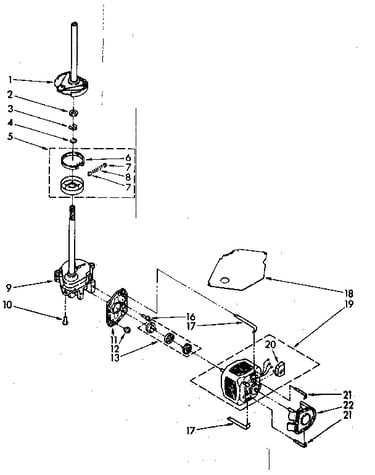 Brake, clutch, gearcase, motor and pump