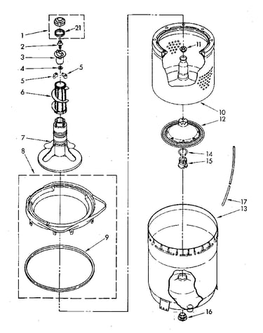 Agitator, basket and tub parts
