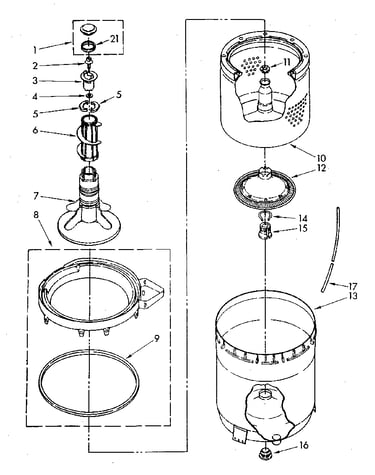 Agitator, basket and tub parts