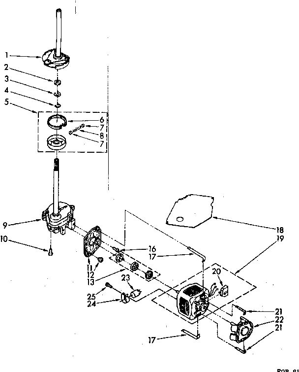 Brake, clutch, gearcase, motor and pump parts