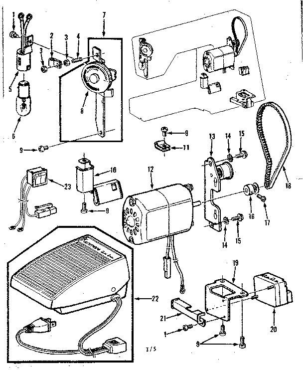 MOTOR ASSEMBLY AND FOOT CONTROL