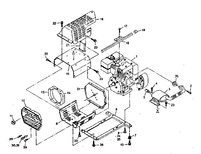 Complete engine and brackets