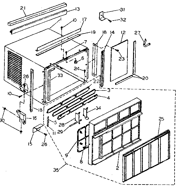 Cabinet and front panel parts