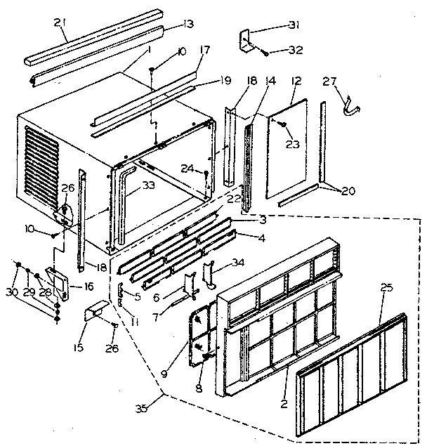 Cabinet and front panel parts
