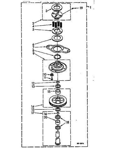 Basket drive and brake parts