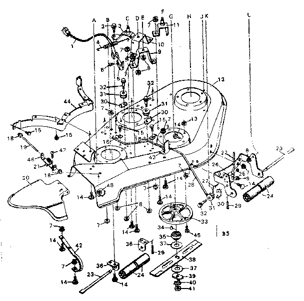 Blade housing lower half