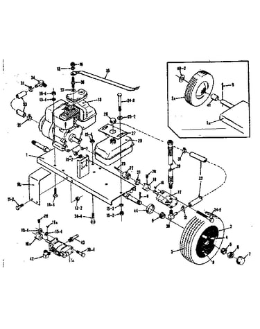 Engine mounting and wheel assembly