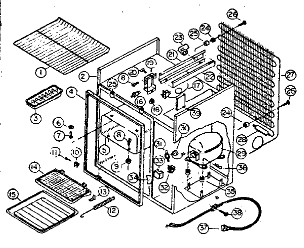 Refrigeration system and cabinet parts