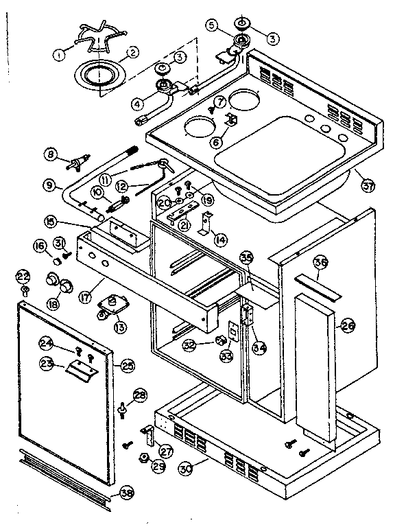 Cabinet and gas unit parts