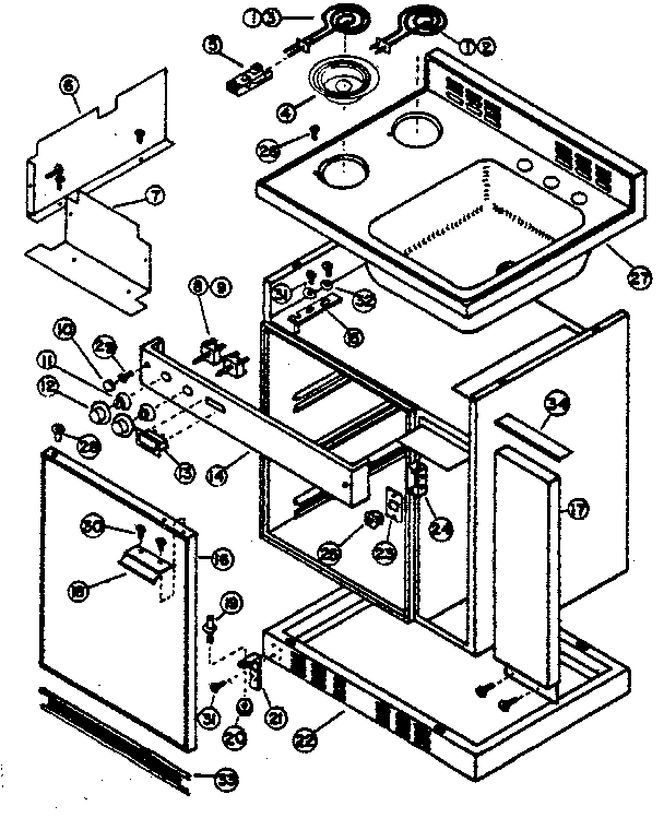 Cabinet and electrical system parts