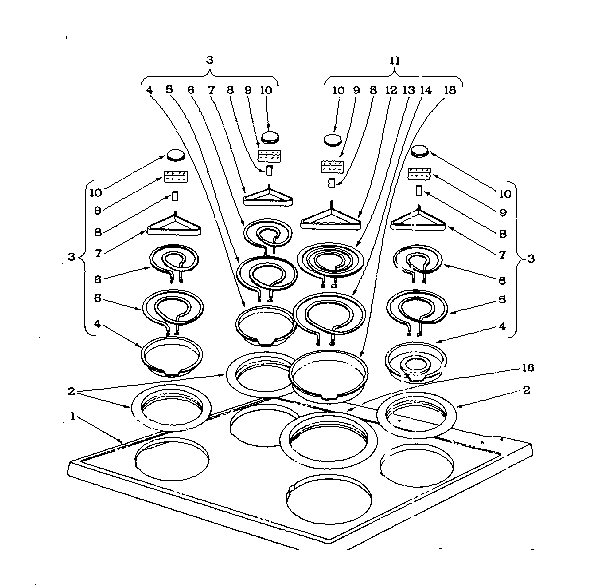 Cook top section