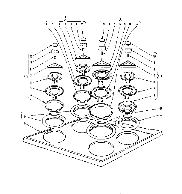 Cook top section