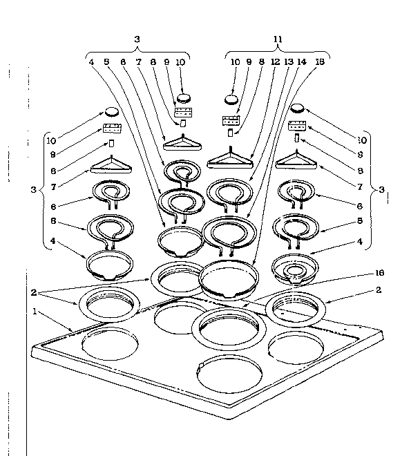 Cook top section