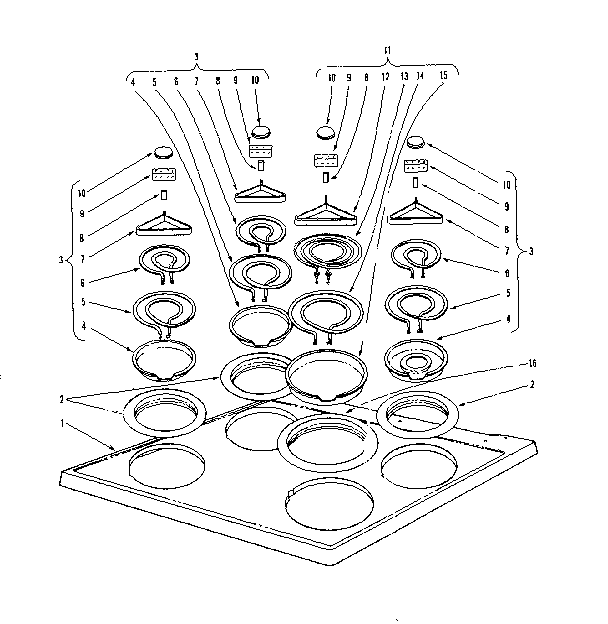 Cook top section