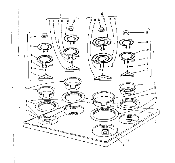 Cook top section