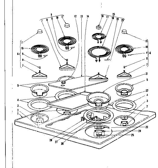 Cook top section