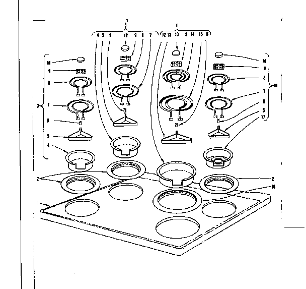 Cook top section