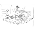 Kenmore 101930630 cook top and backguard section diagram