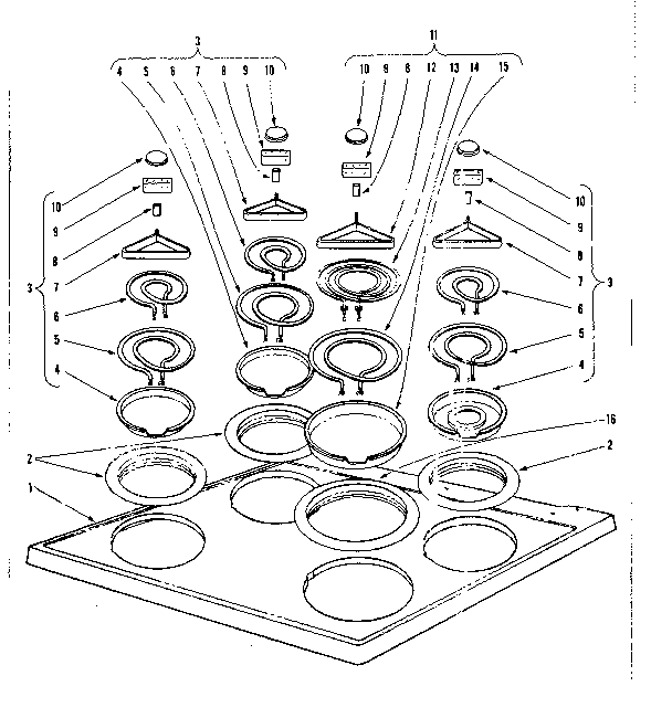 Cook top section