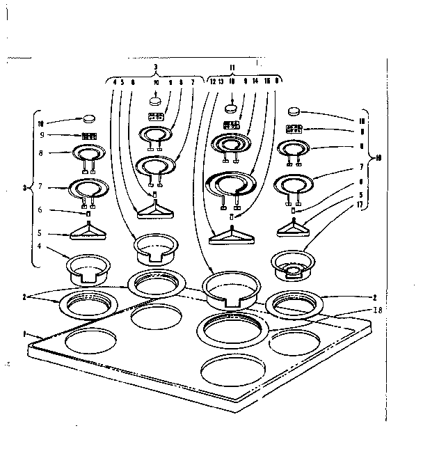 Cook top section