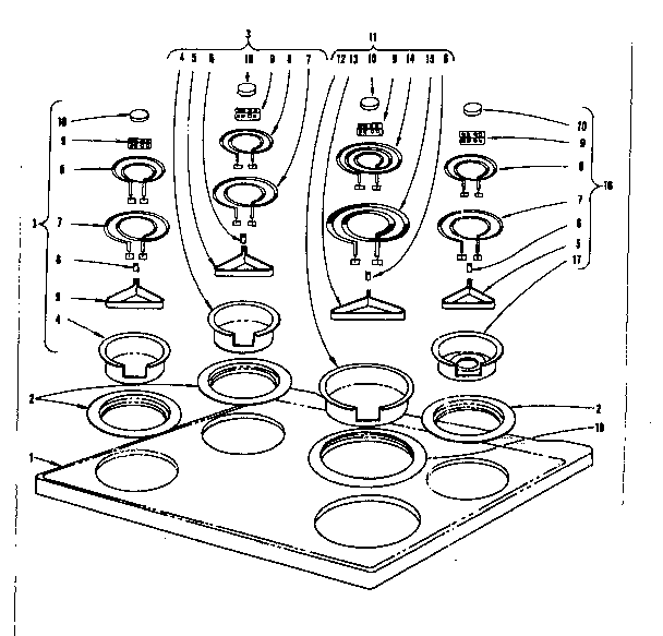 Cook top section