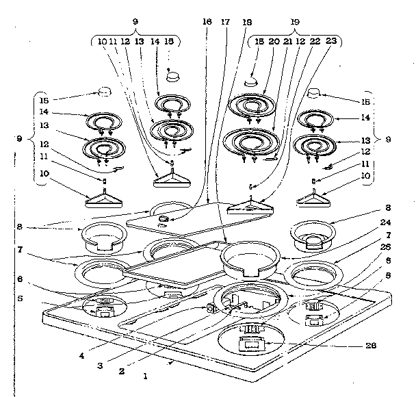 Cook top section