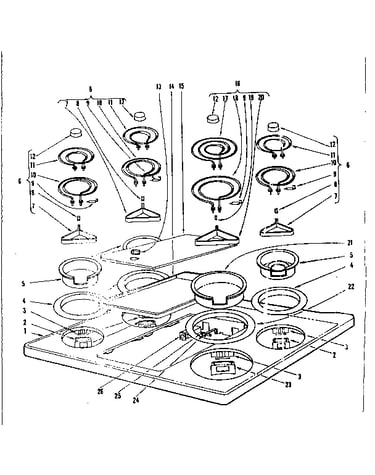 Cook top section