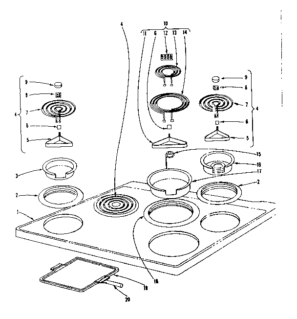 Cook top section