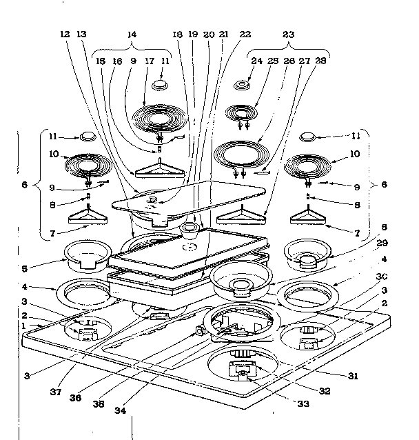 Cook top section