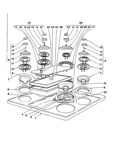 Cook top section