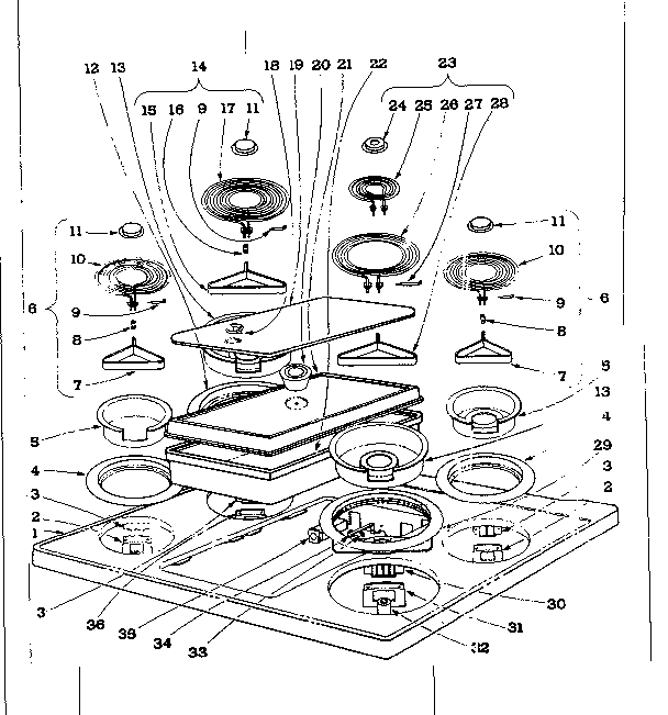 Cook top section