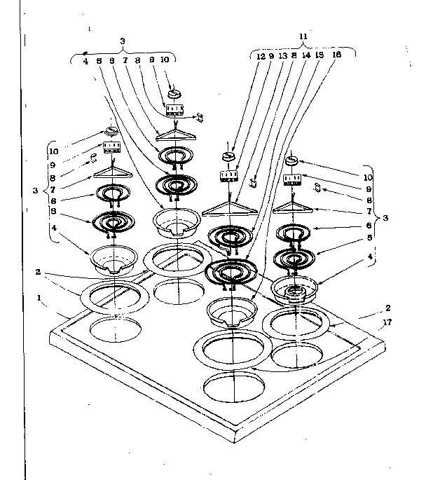 Cook top section