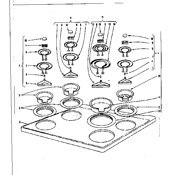Cook top section