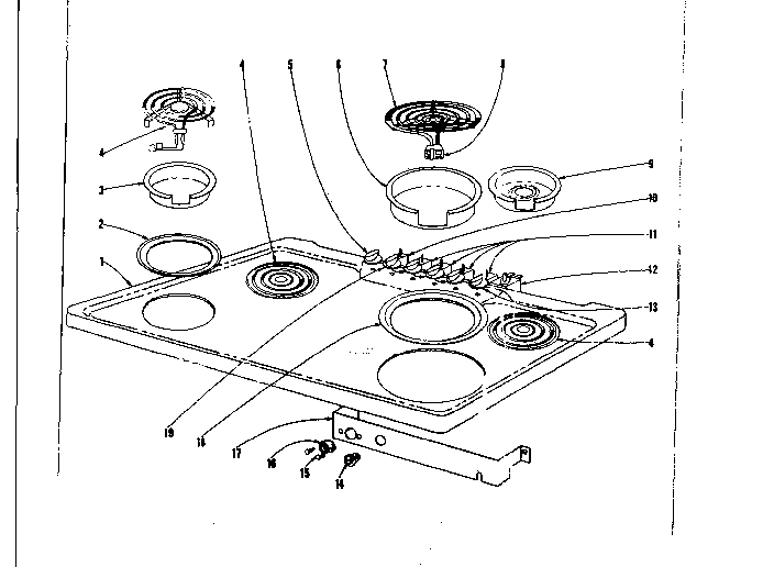 Cook top section