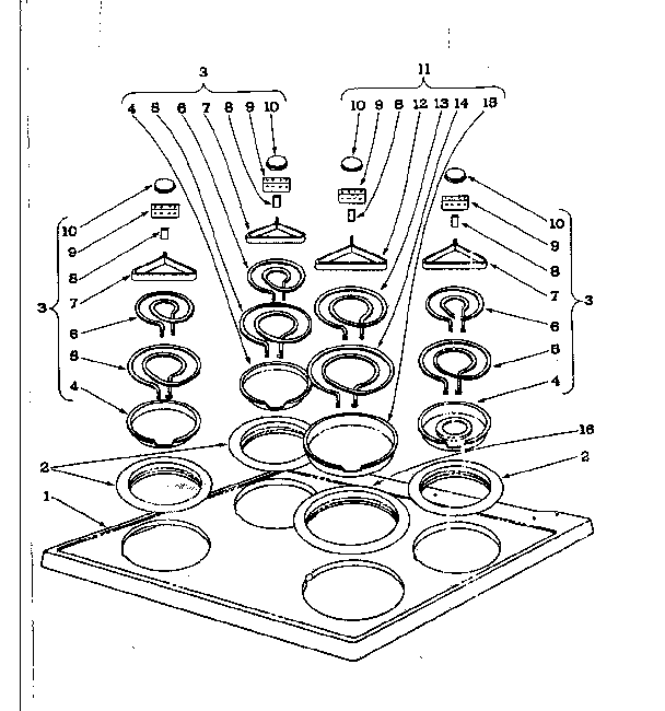 Cook top section