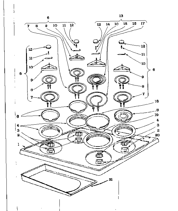 Cook top section