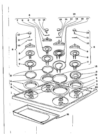 Cook top section