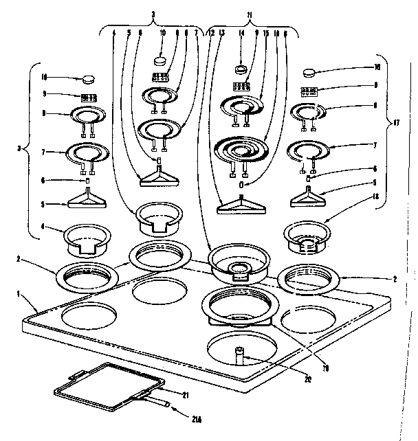 Cook top section