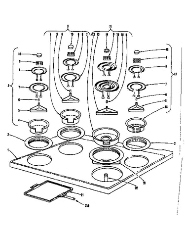 Cook top section