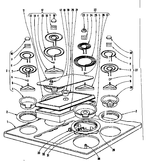 Cook top section