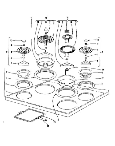 Cook top section