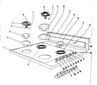 Kenmore 1019306500 cooktop and backguard section diagram