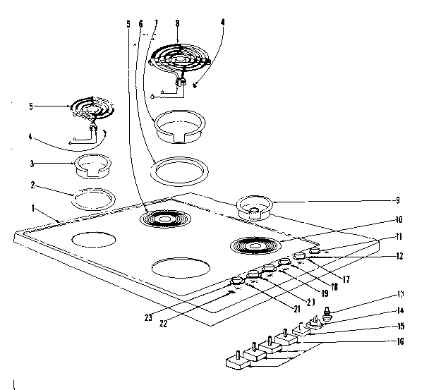Cook top section