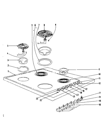 Cook top section