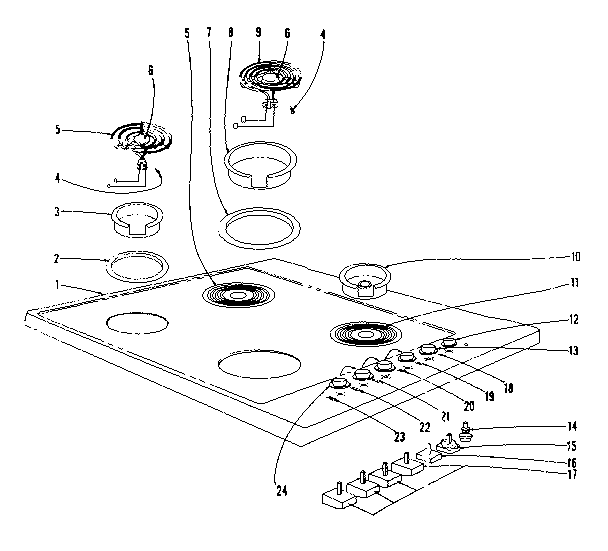 Cook top section
