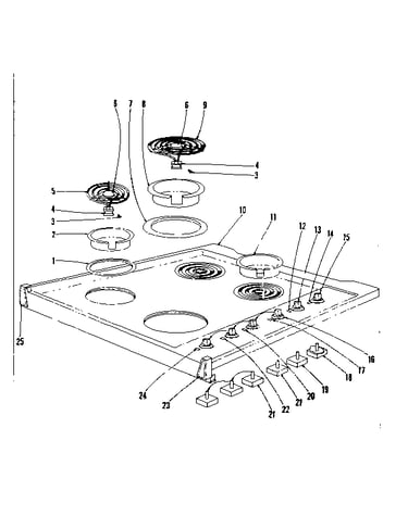 Cook top section